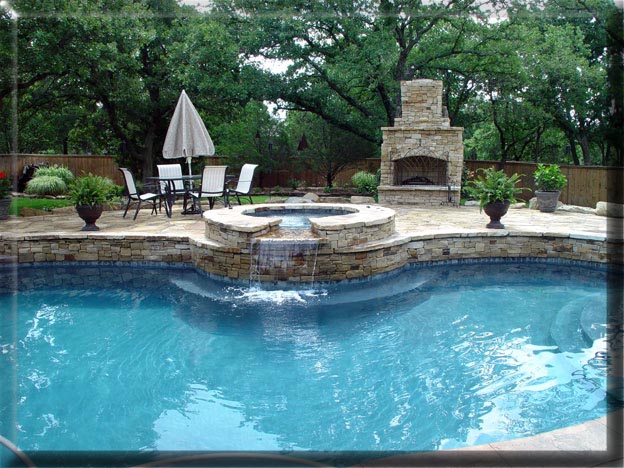 Swimming Pool With A Mini Waterfall Jacuzzi