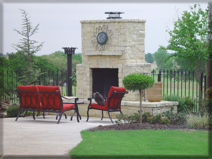 Oudoor Fireplace With Chairs