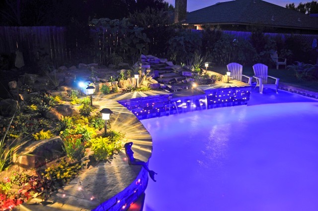 A Swimming Pool With LED Lights